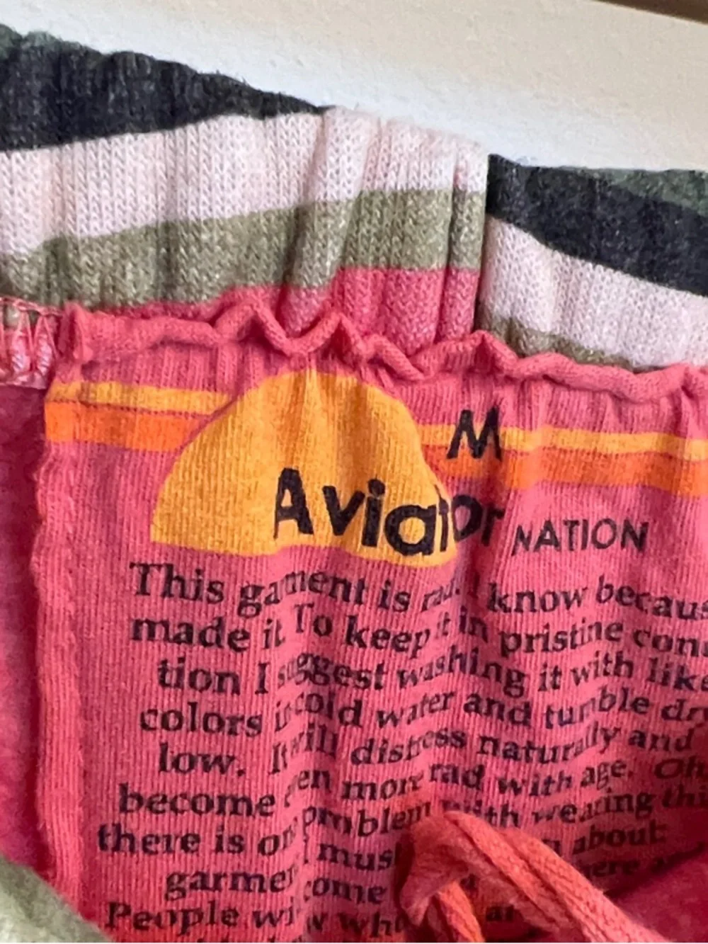 Aviator Nation Pink Serape Stripe Zip Hoodie & Sweatpants Set Bolt - Size M